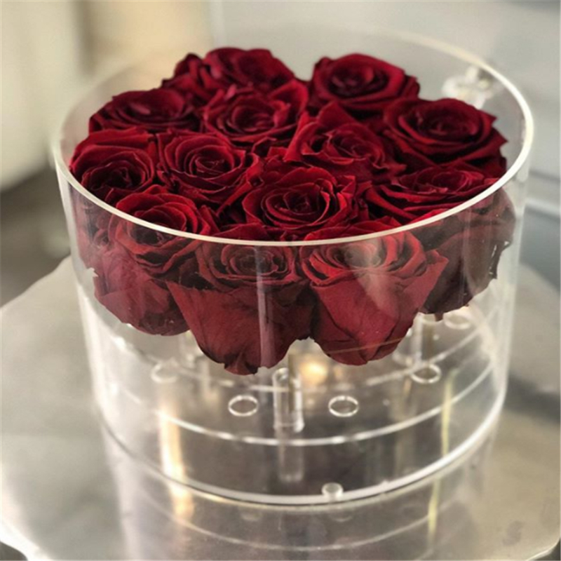 scatola rotonda per rose in acrilico