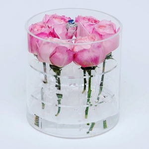 disegno su ordinazione scatola di imballaggio delle rose acriliche del bouquet di fiori 