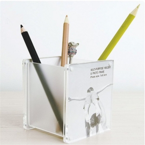 scatola di matita acrilica multifunzionale con il biglietto da visita del magnete 