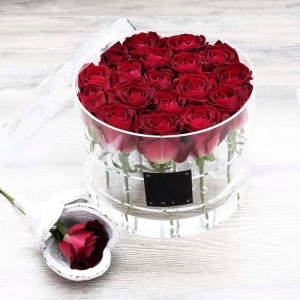 scatola di fiori acrilica per uso matrimonio con coperchio con rose personalizzate 
