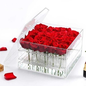 2017 la più nuova elegante scatola di fiori acrilica trasparente personalizzata 