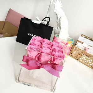 scatola di imballaggio di fiore acrilico di lusso per San Valentino 