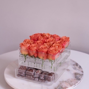 scatola di rose acrilico impermeabile personalizzato all'ingrosso con cassetto per cioccolatini ygljk001 