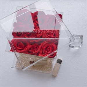 scatola di rose fiore acrilico
