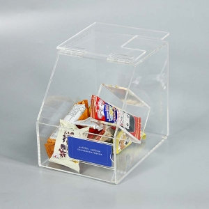 scatola di caramelle acriliche di forma quadrata di colore chiaro 