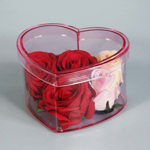 scatola di fiori in perspex a forma di cuore di colore rosa 