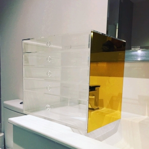 Organizzatore per cassetto in acrilico con 5 cassetti specchio dorato per il trucco 