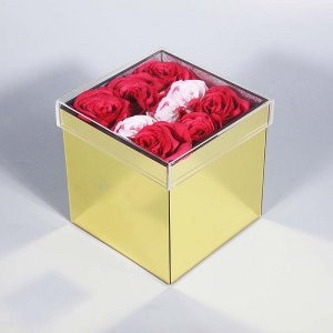 scatola di fiori in acrilico oro