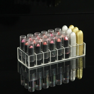Organizzatore cosmetico per il supporto del rossetto acrilico trasparente a 24 slot 
