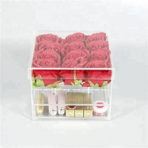 La fabbrica cinese offre una scatola di rose in plexiglass trasparente a 9 fori con un cassetto 