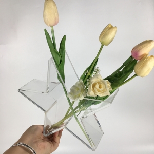pentole di lusso con vaso di fiori in lucite chiaro 