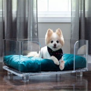 cuccia per cani rotonda in acrilico trasparente 