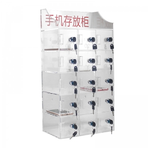 Vetrina in plexiglass con scatola trasparente per telefono a 15 slot in acrilico trasparente con serratura 