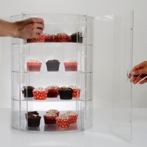 espositore per alimenti in acrilico personalizzato per cupcake 