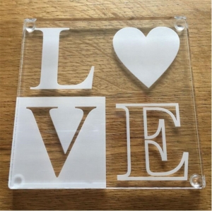 lettera d'amore all'ingrosso trasparente sottobicchieri personalizzati con taglio acrilico 