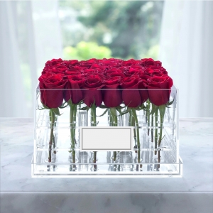 scatola acrilica trasparente personalizzata a 25 fori per fiori 