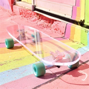 skateboard in plexiglass acrilico trasparente personalizzato all'ingrosso 