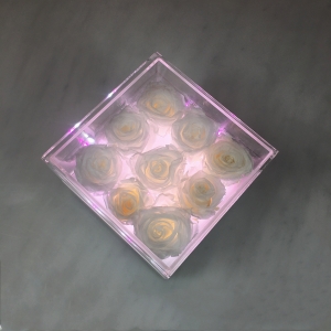  Yageli scatola di fiori rosa eterna acrilica personalizzata per regalo con luce a led 