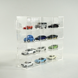 vetrine per auto in acrilico a parete con coperchio incernierato per mini action figure
 