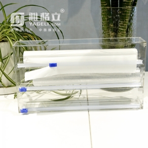 Distributore di pellicola in plastica acrilica a 3 livelli per organizer da cucina
 