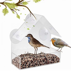 Casette per mangiatoie per uccelli in plastica trasparente 