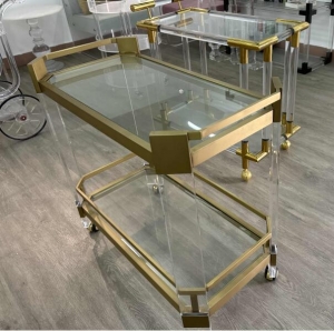 Carrello di servizio moderno in oro acrilico trasparente all'ingrosso in fabbrica 