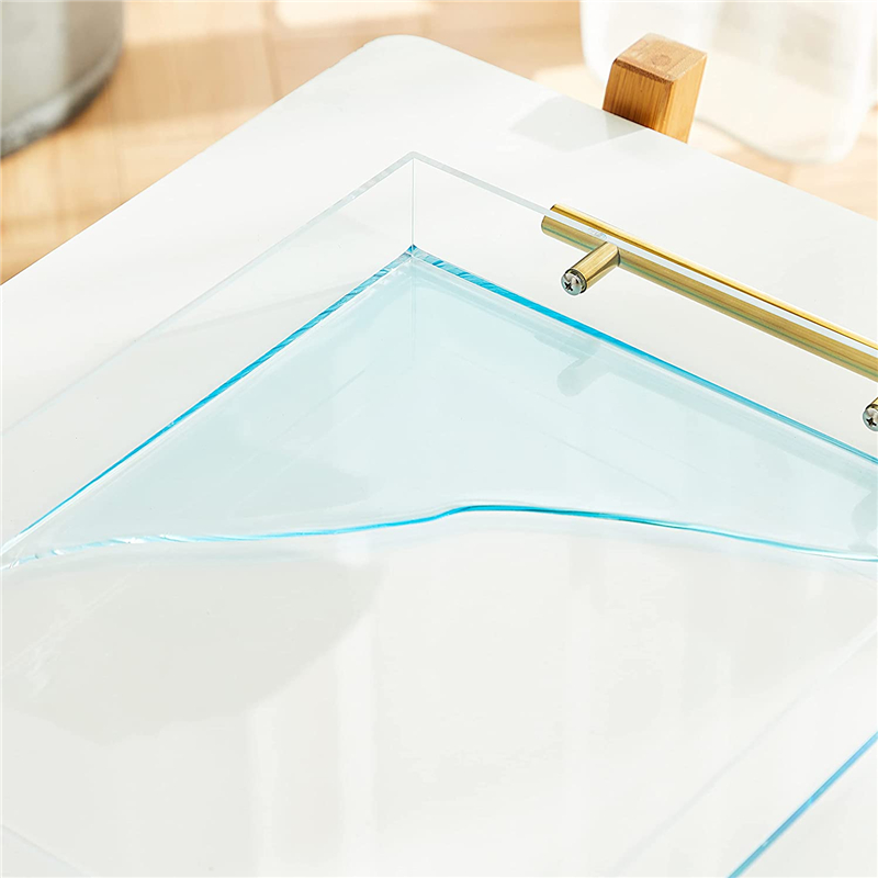 acrylic tray with gold handles