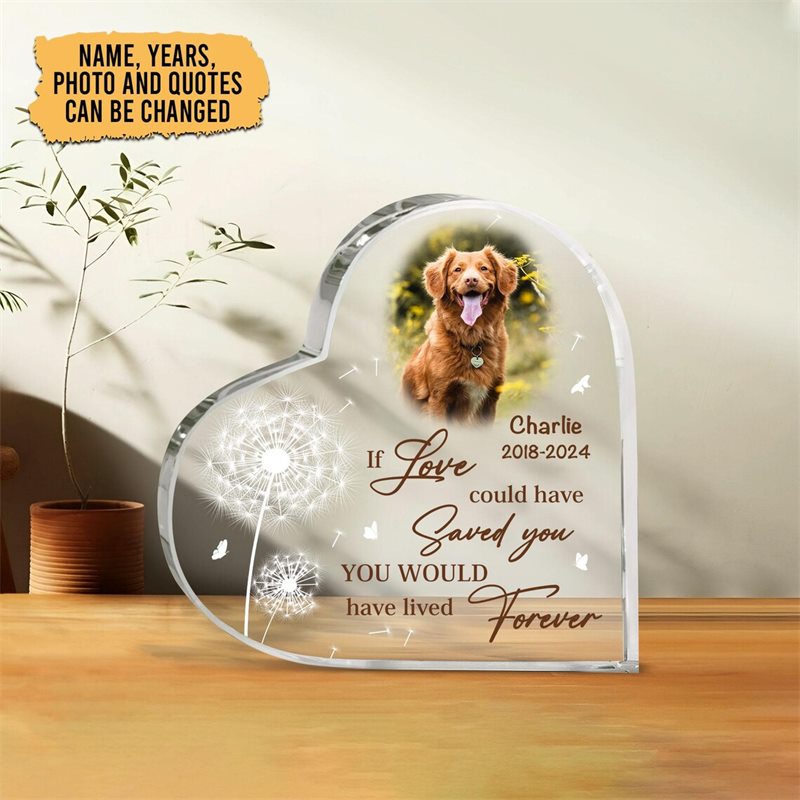 Custom Hear Shaped Pet Memorial Acrylic Plaque
