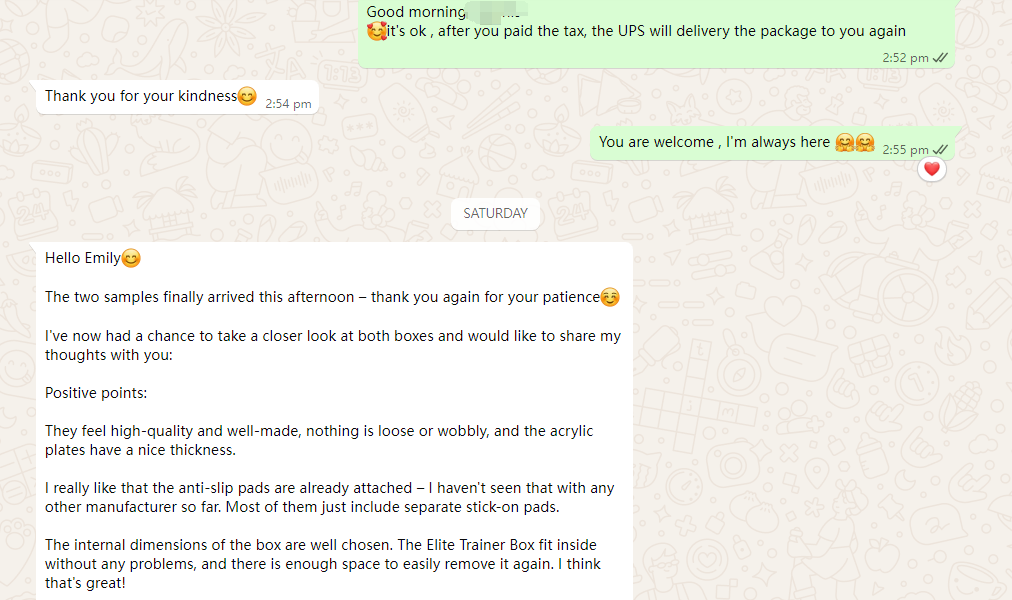 customer's feedback for the acrylic pokemon box