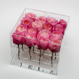 Scatola di rosa in acrilico di lusso personalizzato con cassetto 