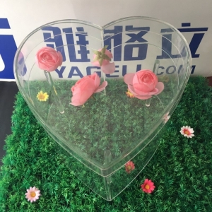 scatola di imballaggio floreale a forma di cuore acrilico trasparente 