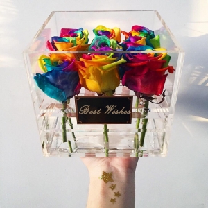 scatola di fiori acrilici fatti a mano 
