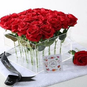 scatola di fiori acrilica all'ingrosso di vendita calda elegante con alta trasparenza 