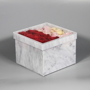 yageli vendita calda su misura marmo acrilico scatola di fiori rosa scatola 