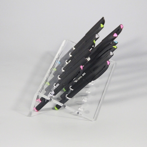 Banco da esposizione con penna acrilica trasparente da scrivania 