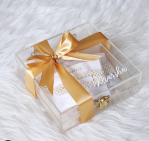 scatola di regalo di plastica del caso battesimo acrilico del nuovo bambino chiaro personalizzato 