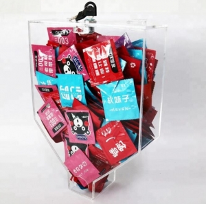 distributore di preservativo acrilico personalizzato in fabbrica in porcellana con serratura 