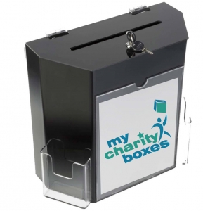 scatola con donazioni in acrilico con serratura