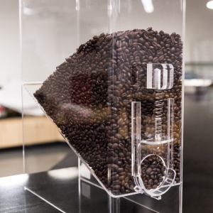 distributore di chicchi di caffè acrilico personalizzato all'ingrosso 
