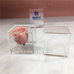 mini scatola di fiori rosa acrilica quadrata staccabile 