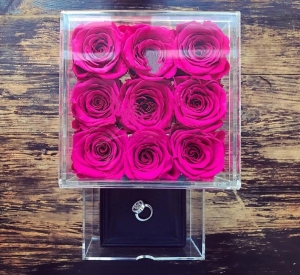 scatola regalo di lusso in acrilico con fiore rosa a 9 fori all'ingrosso cassetto 