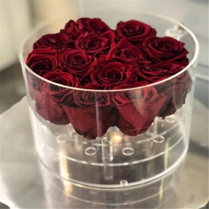 scatola di rose rotonda in acrilico