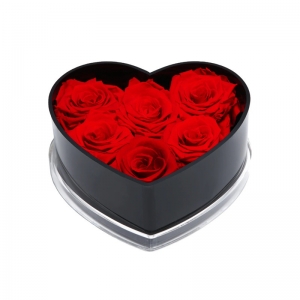 Scatole di fiore rosa acrilico a forma di cuore nero a forma di cuore da vendere 