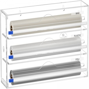scatola dispenser di pellicola per alimenti in plastica acrilica visibile a 3 strati
 