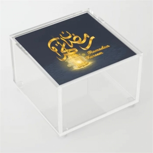 calligrafia blu arabo ramadan kareem scatole acriliche musulmane con coperchio
 