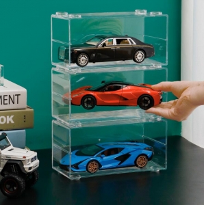 vetrina per modellini di auto in acrilico pressofuso con base in pelle 