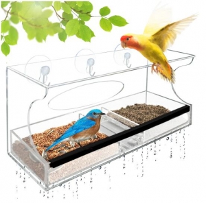 Casette per mangiatoie per uccelli in plastica trasparente 