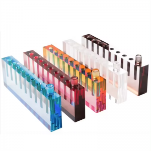 Judaica Hanukkah colorato personalizzato lucite menorah chanukiah 