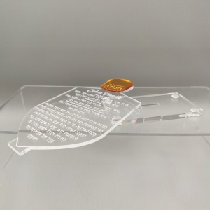 Biglietto Dreidel Chanukah Lucite personalizzato con base 