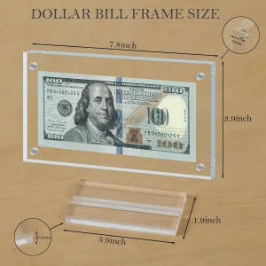 Porta banconote in acrilico con cornice per banconote da un dollaro